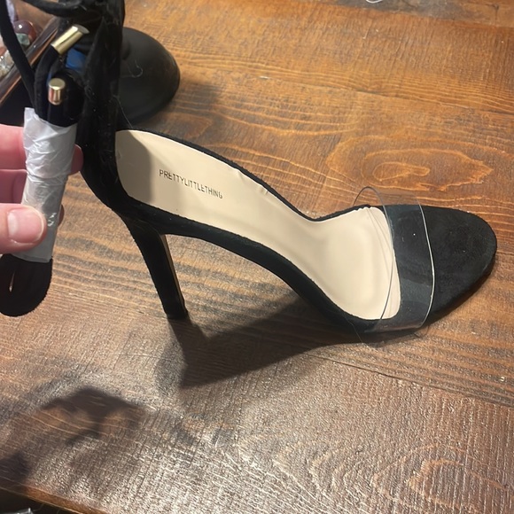 PLT Black and Clear Lace Up Stillettos - Picture 2 of 4